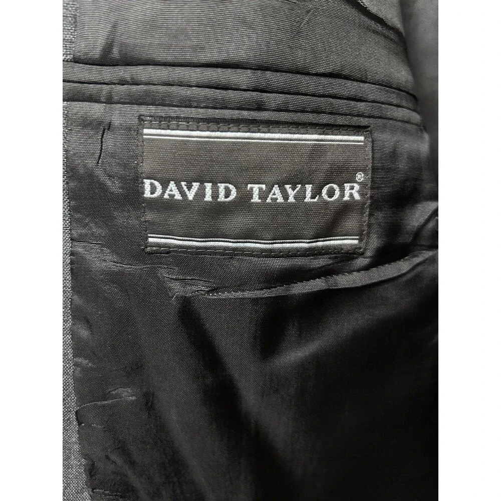 David Taylor Blazer Charcoal Grey Gold Button Single Vented Mens 42L NWT